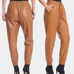 NWT Bagatelle Faux Leather Joggers Cognac Brown Size M